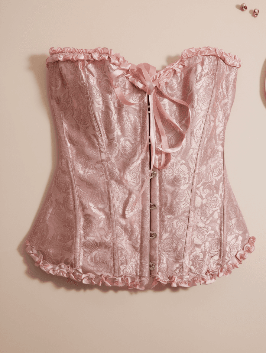 Corsé Rosa con Patrón de Rosas