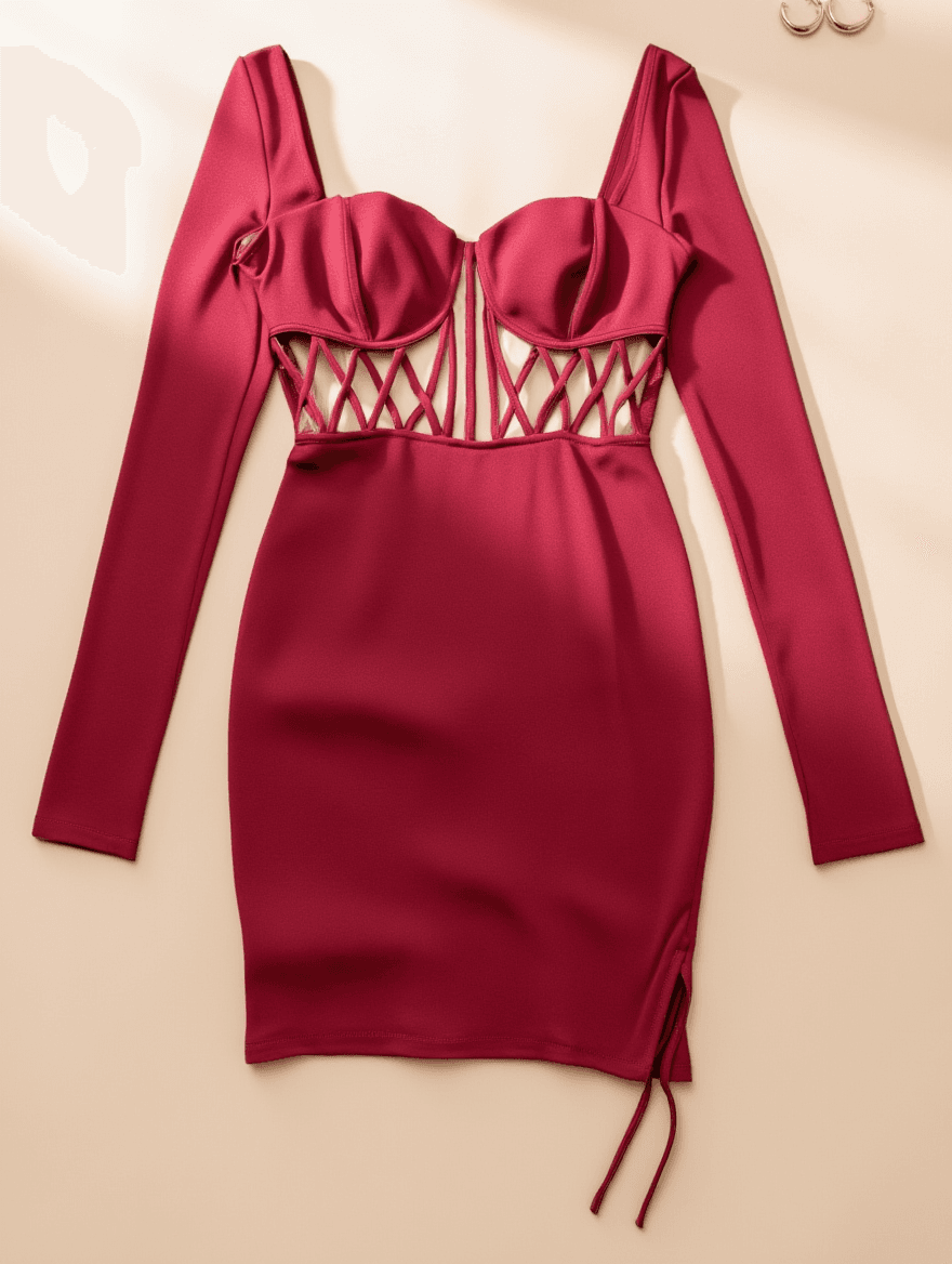 Vestido Entallado Burdeos